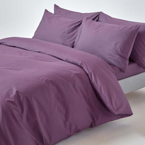 Housse De Couette Et Taies D'oreiller Unies En Coton Égyptien 200 Fils Raisin 230 X 220 Cm