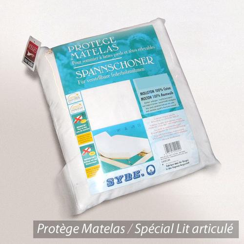 Protège Matelas Absorbant Antonin Blanc 2x90x210 Spécial Lit Articulé Tpr Grand Bonnet 30cm