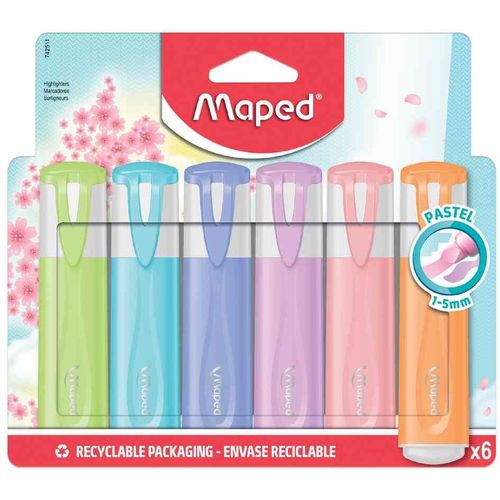 Maped Surligneur Fluo'peps Pastel, Blister De 6