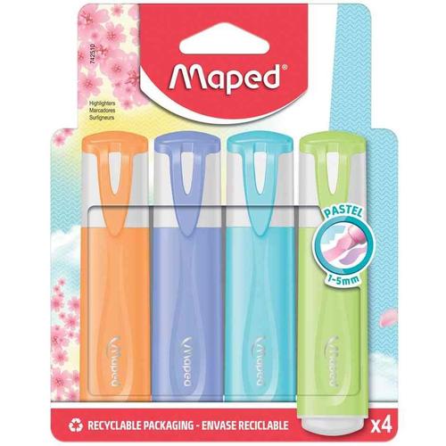 Maped Surligneur Fluo'peps Pastel, Blister De 4