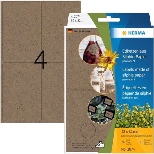 Herma Étiquette Polyvalente Silphie, 52x82 Mm, Brun Naturel