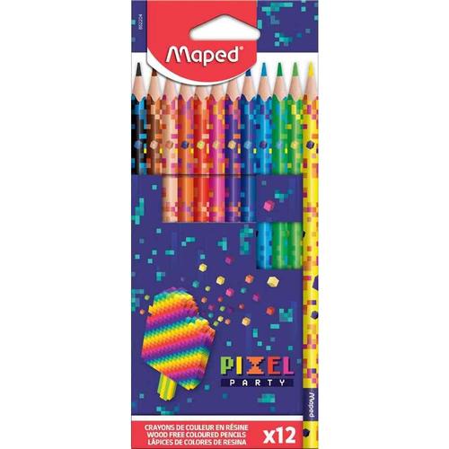 Maped Crayon De Couleur Pixel Party, Étui Carton De 12