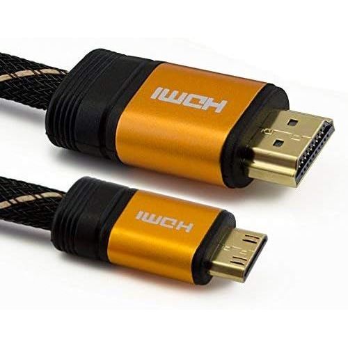 Tech'Import Câble HDMI 1.4 vers Mini HDMI - 2 m - Full HD 1080p, 3D, Ethernet - Triple Blindage - Connecteurs plaqués Or 24K - Cordon tressé en Nylon