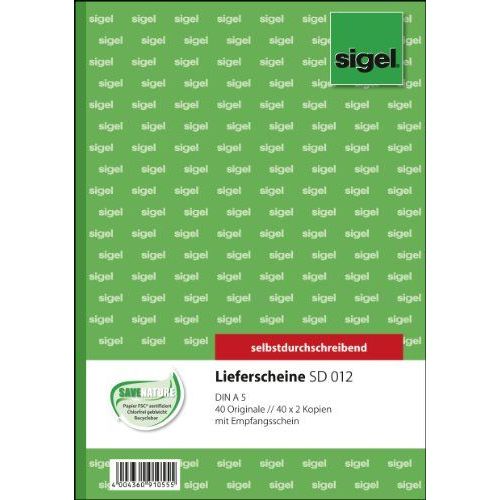 Sigel Formularbuch "Lieferschein Mit Empfangsschein", A5, Sd