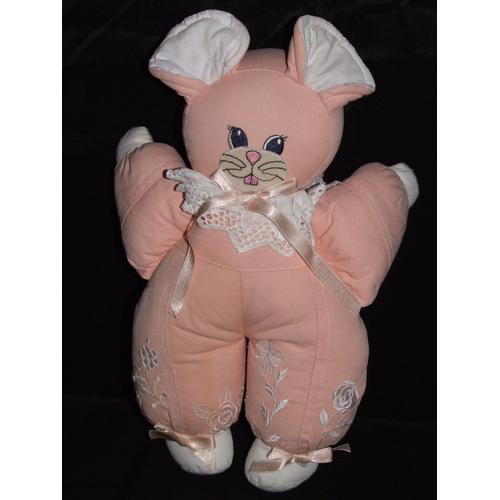 Souris Mundia Christine Et Cecile Rose Beige Peluche De 32 Cm Oreilles Comprises