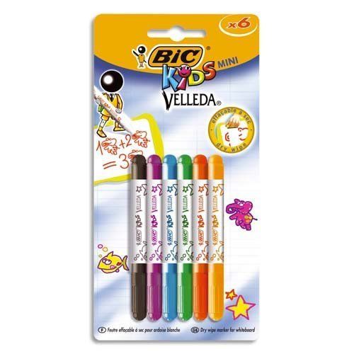 Bic Mini Velleda Feutre Effaçable À Sec Noir / Bleu / Rouge / Vert / Orange /...