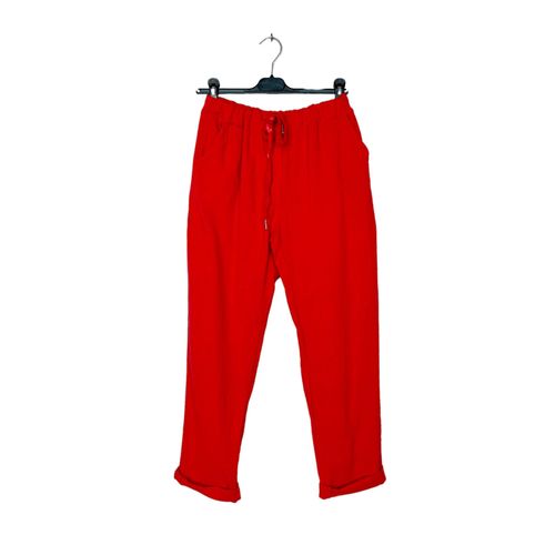Pantalon D'ete En Toile Rouge Femme Lucky Nana Paris Taille 40/42