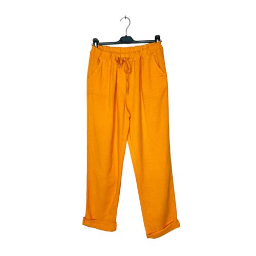 Pantalon D'ete En Toile Orange Femme Lucky Nana Paris Taille 40/42