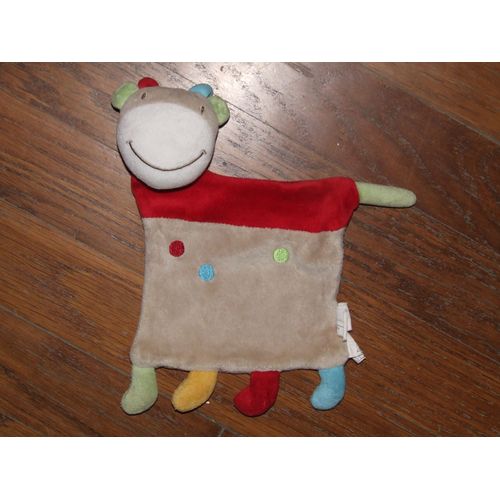 Cheval Vache Girafe Doudou Plat Siplec Rouge Ronds Peluche