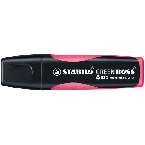 Stabilo Surligneur Green Boss, Rose À 83% À Base De Plastique Recyclé, Pointe Biseautée
