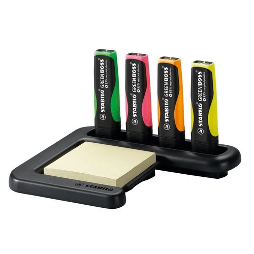 Stabilo  Surligneur Green Boss, Kit De Table De 4 Assortis + Notes