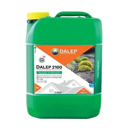 DALEP 2100 Traitement anti-dépots verts bidon de 10 litres - Antimousse fongicide hydrofuge professionnel traitement toitures, murs, terrasses
