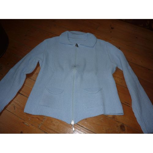 Gilet Bleu Clair Zippé Coton