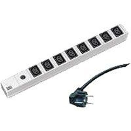 Bachmann Protection - Coupe-circuit (rack-montable) - connecteurs de sortie : 8 (IEC 60320 C13) - 1U - 19" - 2 m - noir, argent aluminium