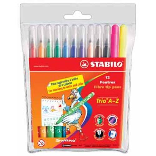 Stabilo Fasermaler Trio A-Z, 12er Kunststoff-Etui
