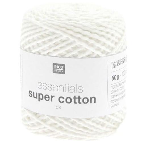 Pelote De Coton ? Tricoter Ou Crocheter Essentials Super Cotton Dk - Rico Design 01 Blanc