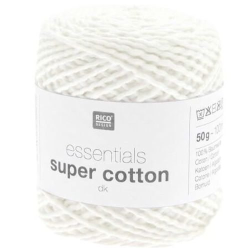 Coton À Tricoter Ou Crocheter Essentials Super Cotton Dk - Rico Design 01 Blanc