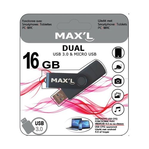 Clé USB Duals 16GB USB micro USB 3.0 OTG MAX'L