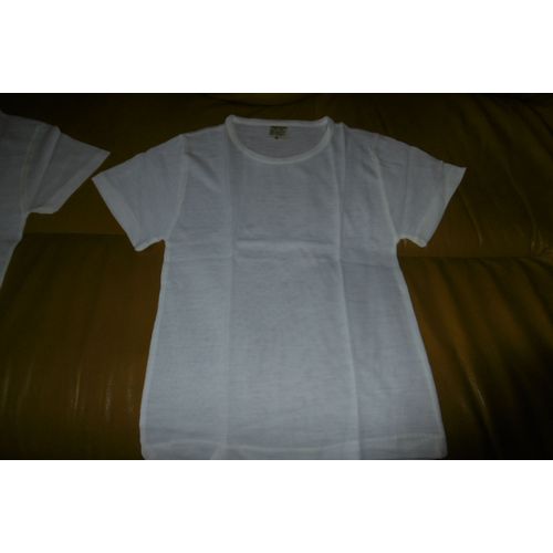 Tee Shirt Blanc Uni 100% Acrylique Taille M Manches Courtes À Décorer Vous Mêmes Lot De 2