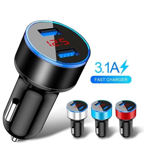 Chargeur Double Usb 3.1a Pour Voiture Et Téléphone Portable Affichage Led Adaptateur Pour Huawei Xiaomi Samsung S8 Iphone11 Pro 6s 7 8 Plus 11