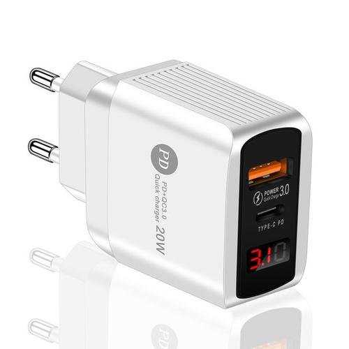 Chargeur Usb Pd 20w Universel Usb-C Adaptateur De Type C Pour Iphone12 Pro Max Ipad Xiaomi Samsung Pd