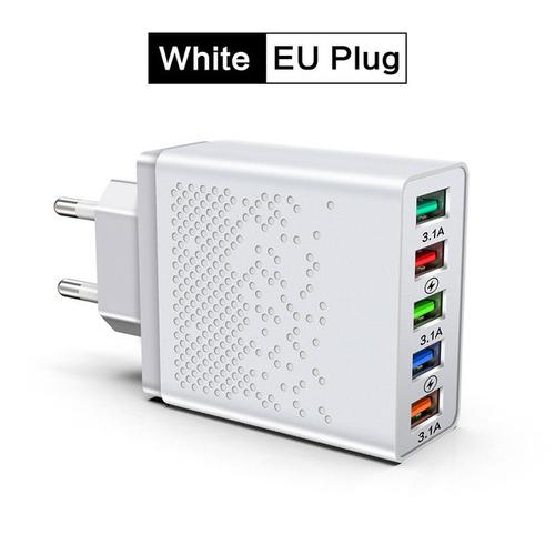 Chargeur Rapide 5 Usb Qc 4.0 3.0 Universel Mural Pour Téléphone Portable Iphone12 11 Samsung Xiaomi 12