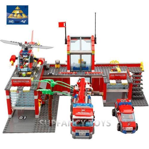 Ensemble De Blocs De Construction Pour Enfant Voiture Camion Camion Pompier Échelle Pompier Jouets Éducatifs Sans Boîte D?Origine