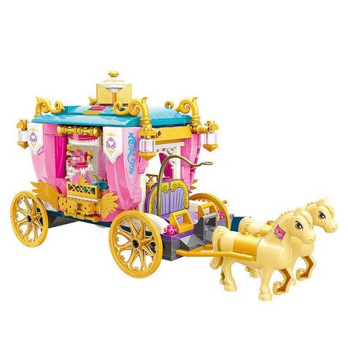 458pcs Rose Rêve Princesse Leah Violet Chariot Royal Parade Briques 2 Figurines Amis Blocs De Construction Jouets Éducatifs Pour Les Filles Sans Boîte D?Origine