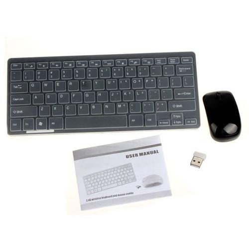 Kemile ? Mini-clavier sans fil 2.4Ghz et souris optique Combo noir/blanc pour Samsung Smart TV ordinateur de bureau PC portable