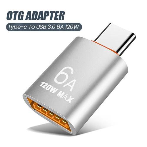 Adaptateur de transfert de données USB OTG vers type-c femelle vers USB mâle 6A convertisseur de charge rapide pour ordinateur portable Macbook Samsung