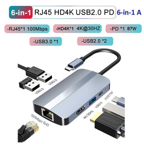 Station d'accueil Hub USB Type C 3.0 RJ45 VGA adaptateur Ethernet lecteur de carte SD TF accessoires pour ordinateur portable HDMI Ipad Macbook