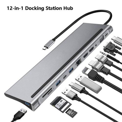 Station d'accueil USB pour ordinateur portable adaptateur séparateur extension PD Type C 3 0 2.0 3.0 lecteur de carte SD TF compatible VGA HDMI