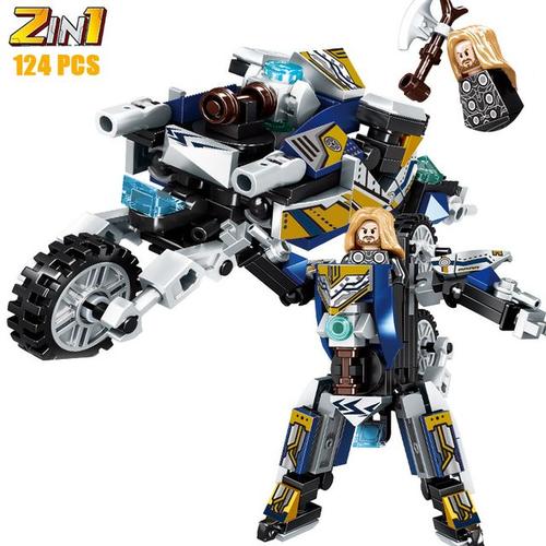 Ensemble De Blocs De Construction 2 En 1 Pour Moto Thème Disney Super-Héros Transformant Mecha Film Modèle De Briques Kit De Jouets Pour Enfants Cadeau