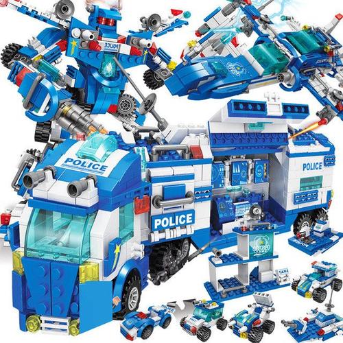 Jouet Robot De Police Swat Camion Modèle De Voiture Blocs De Construction Kit De Briques À Monter Soi-Même Jouets Éducatifs Pour Enfants