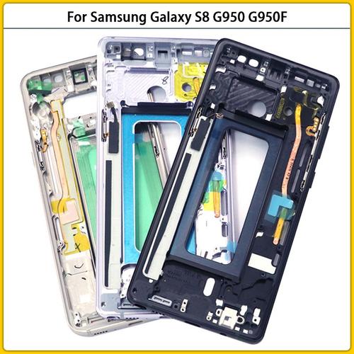 Plaque De Cadre Moyen Pour Samsung Galaxy S8 G950 G950f Châssis En Métal Avec Boutons Latéraux De Remplacement