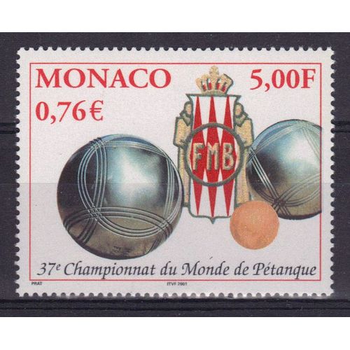 Monaco 2001 : 37è Championnat Du Monde De Pétanque : Emblème "Fmb", Boules - Timbre Neuf **
