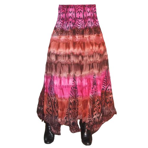 Jupe Longue Asymetrique Ethnique - Taille Haute - Hobo Coton