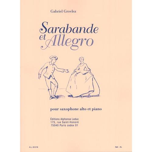 Sarabande Et Allegro Saxophone Alto En Mib Et Piano