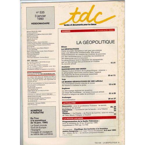Tdc  N° 535 : La Geopolitique
