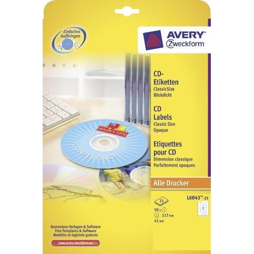 AVERY Zweckform ¿tiquettes CD/DVD ClassicSize, blanches