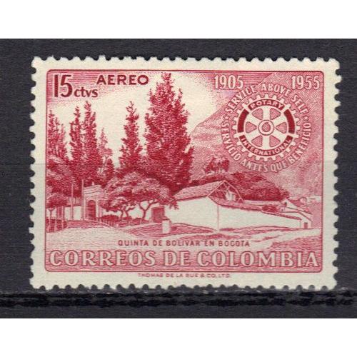 Colombie 1955 Poste Aerienne : Cinquantenaire Du Rotary International - Timbre 15 C. Carmin Neuf *