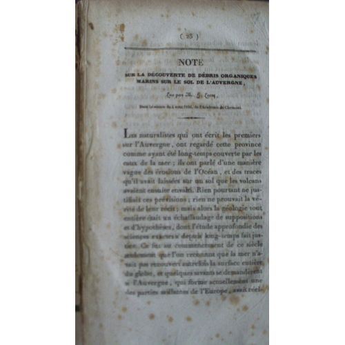 Sur La Découverte De Débris Organiques Marins Sur Le Sol De L'auvergne. Lecoq - Séance Du 4 Août 1836 - Académie De Clermont
