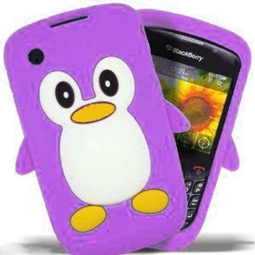 Coque Etui Silicone Pingouin Violet Pour Blackberry Curve 8520