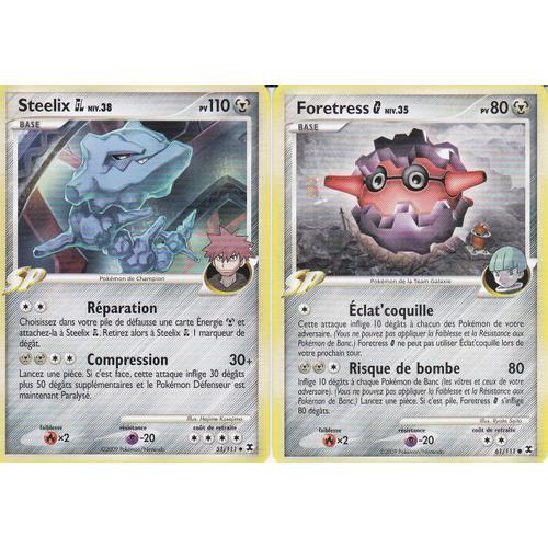 2 Cartes Pokemon - Steelix 51/111 + Foretress 61/111 - Platine Rivaux Emergeants -