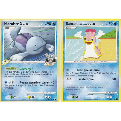 2 Cartes Pokemon - Maraiste 76/111 + Sancoki 80/111 - Platine Rivaux Emergeants -