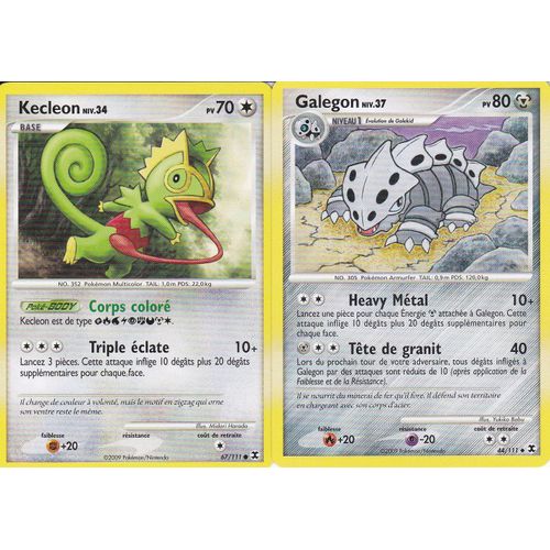 2 Cartes Pokemon - Kecleon 67/111 + Galegon 44/111 - Platine Rivaux Emergeants -