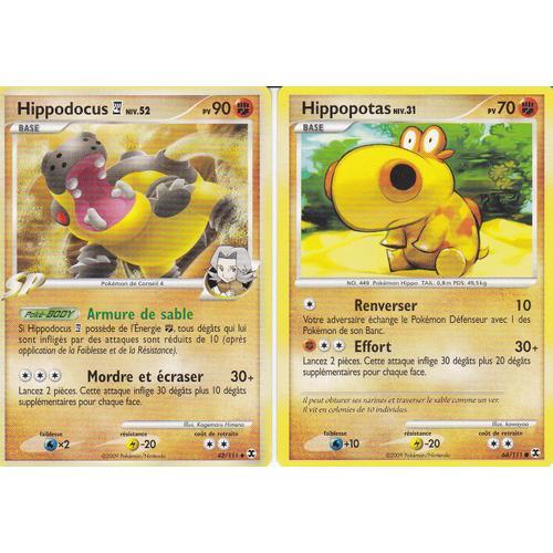 2 Cartes Pokemon - Hippodocus 42/111 + Hippopotas 66/111 - Platine Rivaux Emergeants -