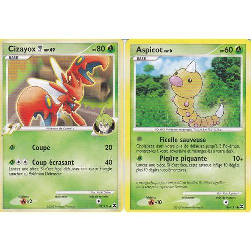 2 Cartes Pokemon - Cizayox 48/111 + Aspicot 86/111 - Platine Rivaux Emergeants -