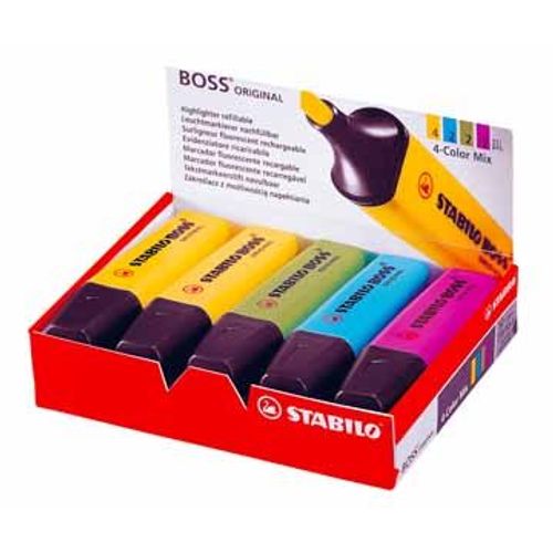 Surligneur Stabilo Boss Original Boîte De 10 Pièces En Couleurs Assorties (4 X Jaune, 2 X Bleu, 2 X Rose 1 Unité(S)