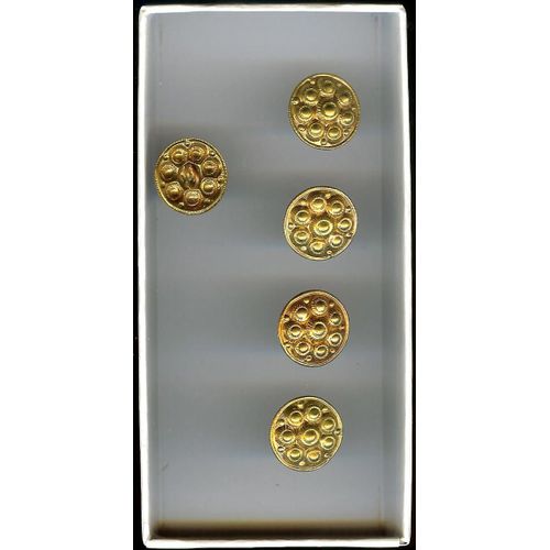5 Boutons Anciens Métal Emboutis Annees 1940- Diamètre 2 Cm